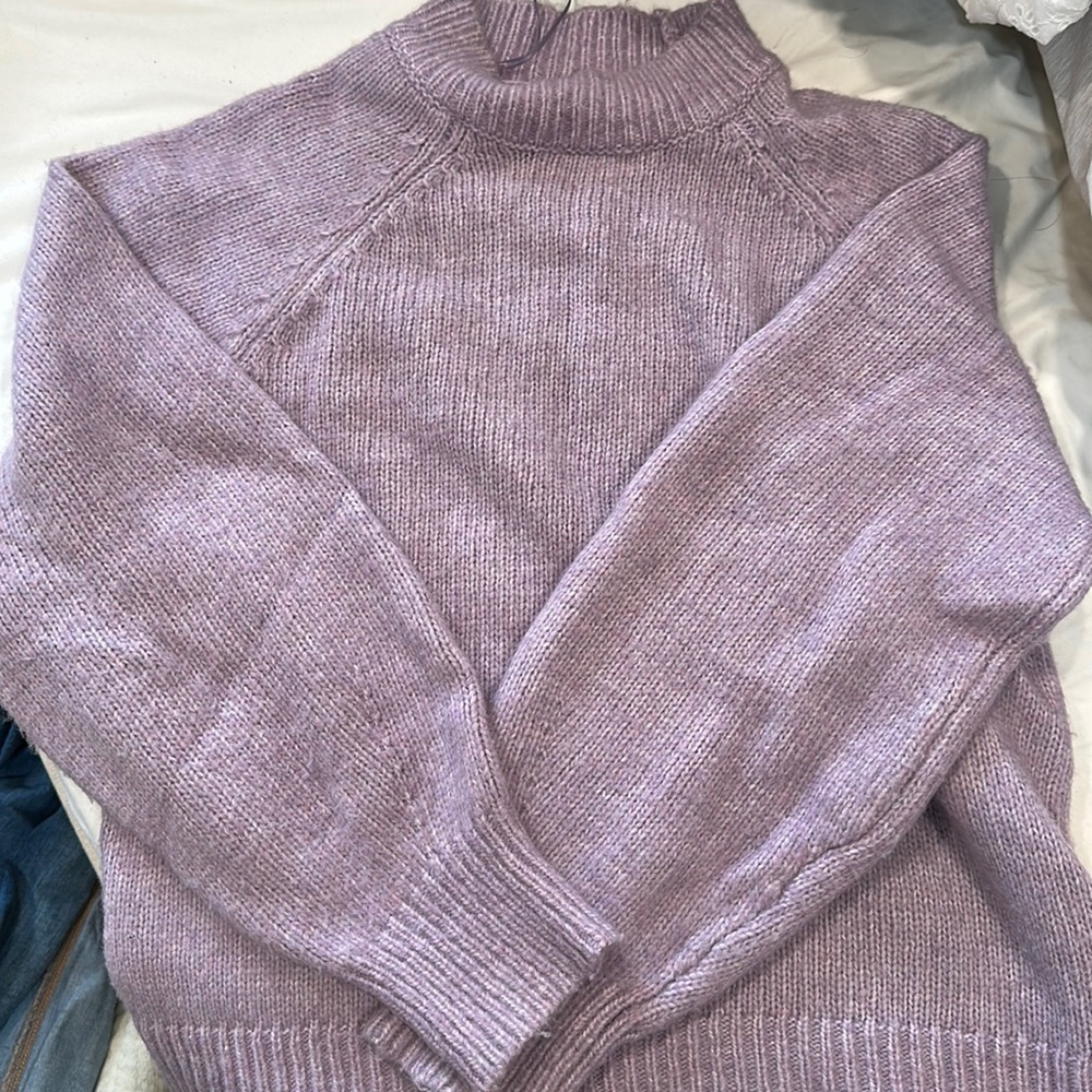Stradivarius Soft Purple Knit Mockneck Sweater